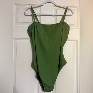 NWT Shade & Shore Pucker Textured Green Bathing Suit Sz XL